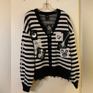 NWT Her Universe Nightmare Before Christmas Patches Striped Women Cardigan XL